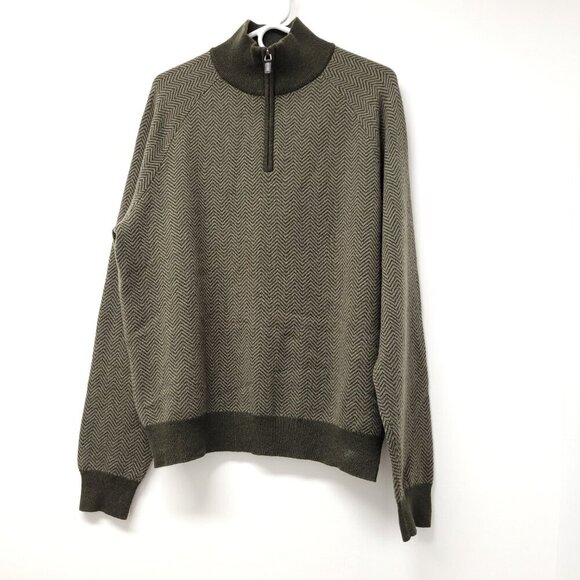 Neiman Marus Mens Cashmere Long Sleeve Quater Zip Mock Neck Sweater Size XL